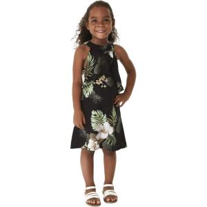 imageGirl Hawaiian Round Neck with Ruffle Dress in Pineapple GardenPineapple Garden Black
