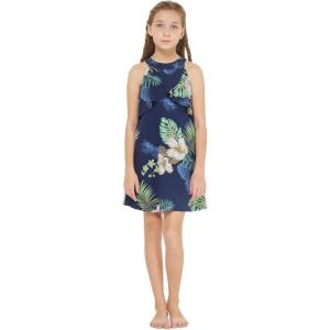 imageGirl Hawaiian Round Neck with Ruffle Dress in Pineapple GardenPineapple Garden Navy
