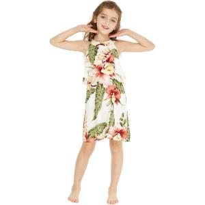 imageGirl Hawaiian Round Neck with Ruffle Dress in Rafelsia CreamRafelsia Cream