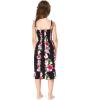 imageGirl Hawaiian Elastic Top Strap Dress in Pink Hibiscus VinePink Black Hibiscus Vine