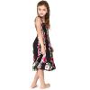 imageGirl Hawaiian Elastic Top Strap Dress in Pink Hibiscus VinePink Black Hibiscus Vine
