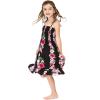 imageGirl Hawaiian Elastic Top Strap Dress in Pink Hibiscus VinePink Black Hibiscus Vine