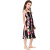imageGirl Hawaiian Elastic Top Strap Dress in Pink Hibiscus VinePink Black Hibiscus Vine