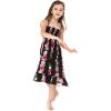 imageGirl Hawaiian Elastic Top Strap Dress in Pink Hibiscus VinePink Black Hibiscus Vine