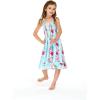 imageGirl Hawaiian Elastic Top Strap Dress in Pink Hibiscus VinePink Turquoise Hibiscus Vine