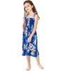 imageGirl Hawaiian Elastic Top Strap Dress in Pink SunsetHibiscus Blue