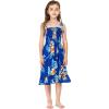 imageGirl Hawaiian Elastic Top Strap Dress in Pink SunsetHibiscus Blue