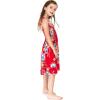imageGirl Hawaiian Elastic Top Strap Dress in Pink SunsetHibiscus Red