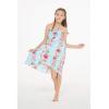 imageGirl Hawaiian Halter Dress in Pink Hibiscus Vine BlackPink Turquoise Hibiscus Vine