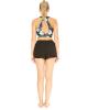 imageWomens Athletic Sportswear Patterned Bra Top and Solid Tennis Shorts SetWispy Cereus Black