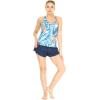 imageWomens Athletic Sportswear Patterned Tank Top and Solid Tennis Shorts with Tights SetFirebird Blue White