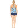 imageWomens Athletic Sportswear Patterned Tank Top and Solid Tennis Shorts with Tights SetFirebird Blue White