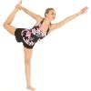 imageWomens Athletic Sportswear Patterned Tank Top and Solid Tennis Shorts with Tights SetLotus and Orchid Black