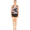 imageWomens Athletic Sportswear Patterned Tank Top and Solid Tennis Shorts with Tights SetLotus and Orchid Black