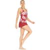 imageWomens Athletic Sportswear Patterned Tank Top and Solid Tennis Shorts with Tights SetLotus and Orchid Red