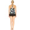 imageWomens Athletic Sportswear Patterned Tank Top and Solid Tennis Shorts with Tights SetWispy Cereus Black