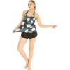 imageWomens Athletic Sportswear Patterned Tank Top and Solid Tennis Shorts with Tights SetWispy Cereus Black