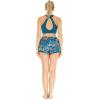 imageWomens Athletic Sportswear Solid Bra Top and Patterned Tennis Shorts SetCrayon Palms Green