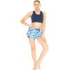 imageWomens Athletic Sportswear Solid Bra Top and Patterned Tennis Shorts SetFirebird Blue White