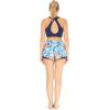 imageWomens Athletic Sportswear Solid Bra Top and Patterned Tennis Shorts SetFirebird Blue White
