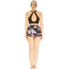 imageWomens Athletic Sportswear Solid Bra Top and Patterned Tennis Shorts SetLotus and Orchid Black