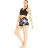 imageWomens Athletic Sportswear Solid Bra Top and Patterned Tennis Shorts SetLotus and Orchid Black