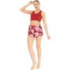 imageWomens Athletic Sportswear Solid Bra Top and Patterned Tennis Shorts SetLotus and Orchid Red