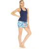 imageWomens Athletic Sportswear Solid Tank Top and Patterned Skorts with Tights SetFirebird Blue White