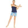 imageWomens Athletic Sportswear Solid Tank Top and Patterned Skorts with Tights SetFirebird Blue White