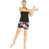 imageWomens Athletic Sportswear Solid Tank Top and Patterned Skorts with Tights SetLotus and Orchid Black
