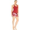 imageWomens Athletic Sportswear Solid Tank Top and Patterned Skorts with Tights SetLotus and Orchid Red
