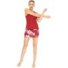 imageWomens Athletic Sportswear Solid Tank Top and Patterned Skorts with Tights SetLotus and Orchid Red