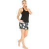 imageWomens Athletic Sportswear Solid Tank Top and Patterned Skorts with Tights SetWispy Cereus Black