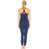 imageWomens Athletic Sportswear Solid Tank Top and Side Floral Legging SetFirebird Blue White