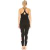imageWomens Athletic Sportswear Solid Tank Top and Side Floral Legging SetLotus and Orchid Black
