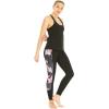 imageWomens Athletic Sportswear Solid Tank Top and Side Floral Legging SetLotus and Orchid Black