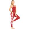 imageWomens Athletic Sportswear Solid Tank Top and Side Floral Legging SetLotus and Orchid Red