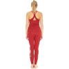 imageWomens Athletic Sportswear Solid Tank Top and Side Floral Legging SetLotus and Orchid Red