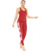 imageWomens Athletic Sportswear Solid Tank Top and Side Floral Legging SetLotus and Orchid Red