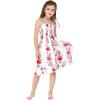 imageGirl Hawaiian Elastic Top Strap Dress in Pink Hibiscus VinePink Hibiscus Vine