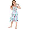 imageGirl Hawaiian Elastic Top Strap Dress in Pink Hibiscus VinePink Turquoise Hibiscus Vine
