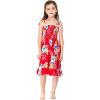 imageGirl Hawaiian Elastic Top Strap Dress in Pink SunsetHibiscus Red