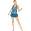 imageWomens Athletic Sportswear Patterned Tank Top and Solid Tennis Shorts with Tights SetCrayon Palms Green