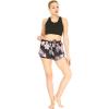 imageWomens Athletic Sportswear Solid Bra Top and Patterned Tennis Shorts SetLotus and Orchid Black