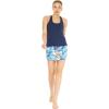 imageWomens Athletic Sportswear Solid Tank Top and Patterned Skorts with Tights SetFirebird Blue White