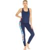 imageWomens Athletic Sportswear Solid Tank Top and Side Floral Legging SetFirebird Blue White