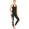 imageWomens Athletic Sportswear Solid Tank Top and Side Floral Legging SetLotus and Orchid Black