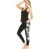 imageWomens Athletic Sportswear Solid Tank Top and Side Floral Legging SetWispy Cereus Black