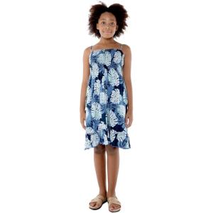 imageGirl Hawaiian Elastic Top Strap Dress in Pacific Palm CreamPacific Palm Navy