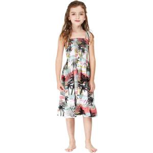 imageGirl Hawaiian Elastic Top Strap Dress in Pink SunsetNeon Sunset